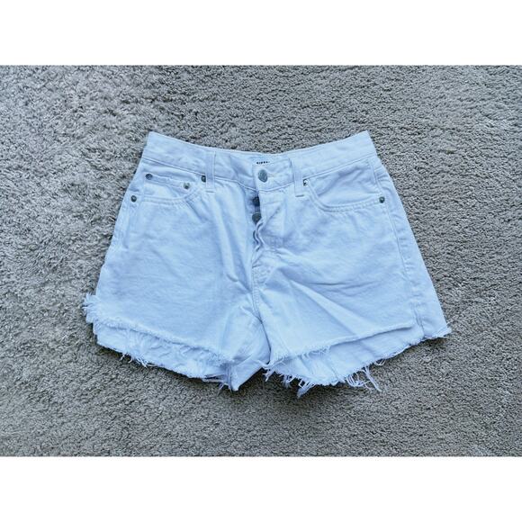 Pistola Relaxed Mid Rise Denim Shorts Raw Hem Le Blanc White 26 Classic Clean - Picture 2 of 5